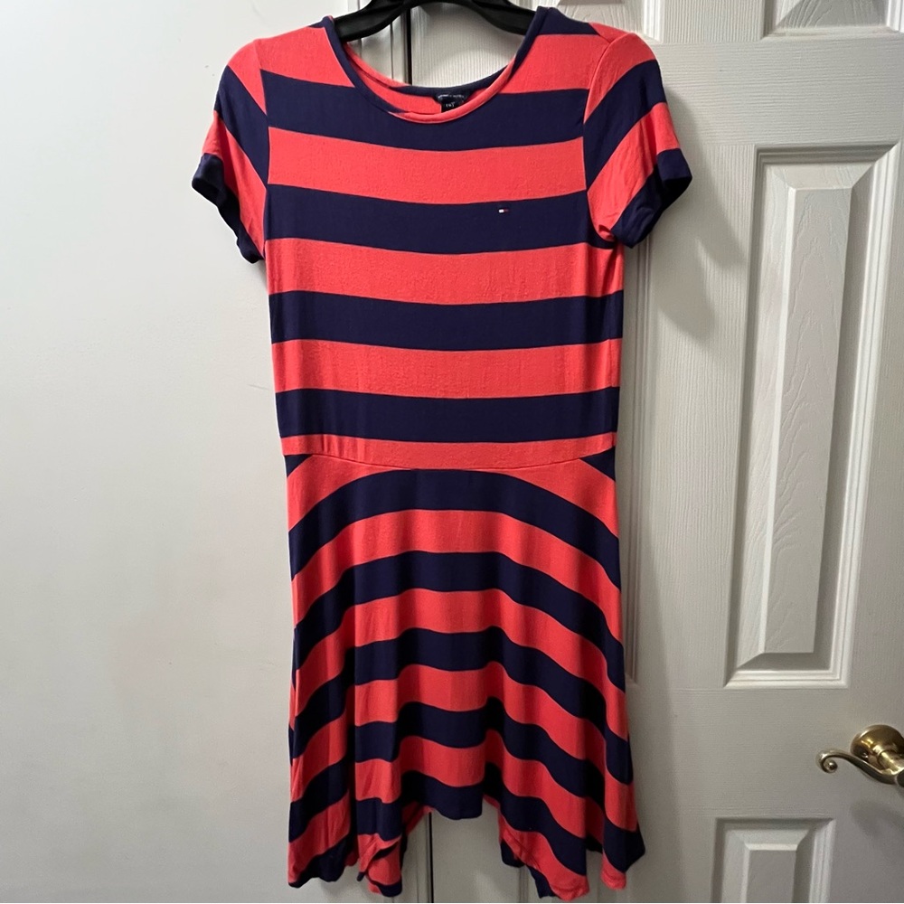 Tommy Hilfiger red and navy blue Striped Dress size XL(16)